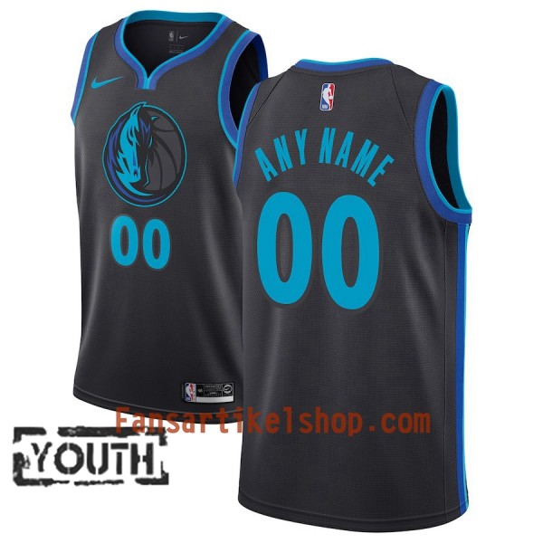 Dallas Mavericks Trikot Benutzerdefinierte 2018-19 Nike City Edition Schwarz Blau Swingman - Kinder